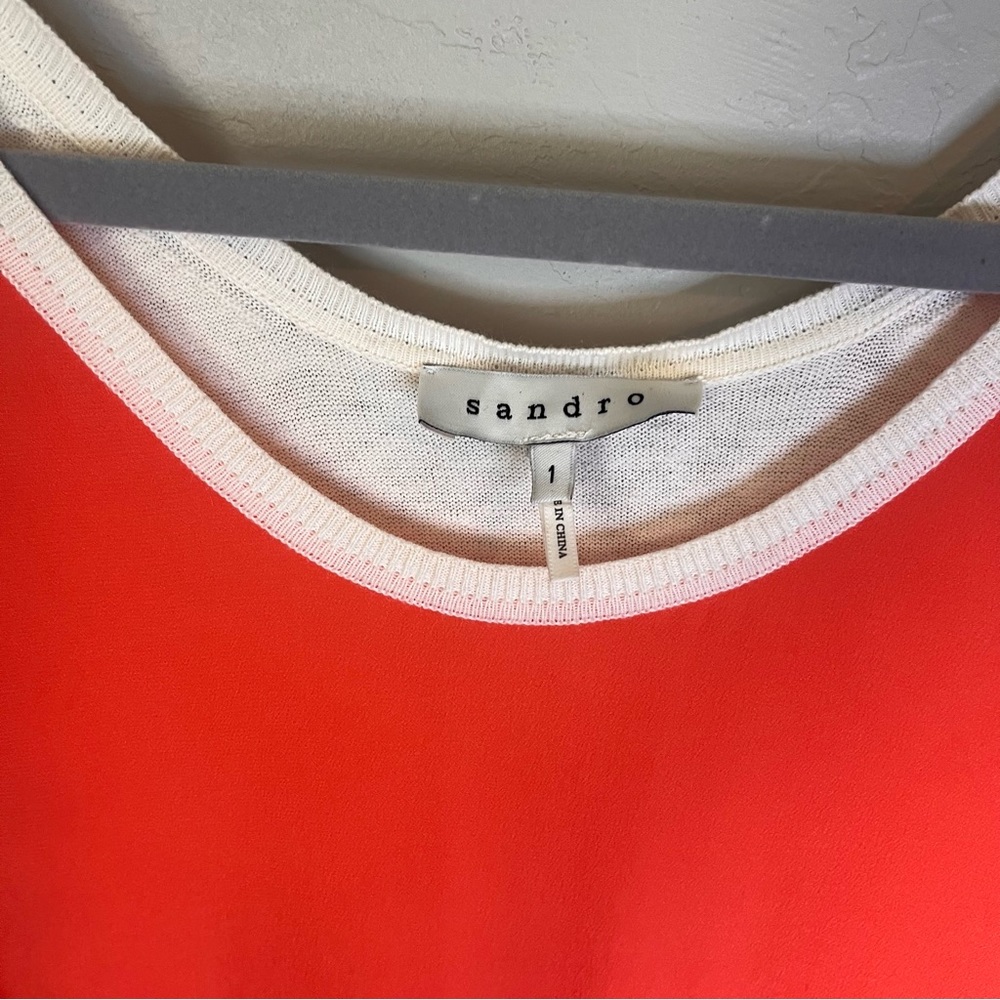 Sandro Color Block Silk Cotton Cashmere Lightweight Sweater Casual Knit - Picture 4 of 11